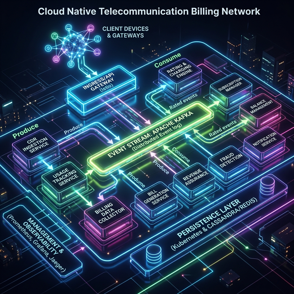 BSS Billing telecom network architecture diagram
